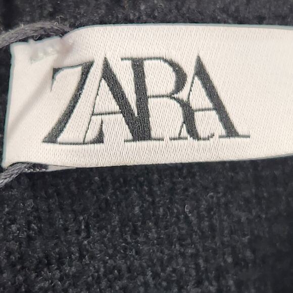 NWT Zara Black Knit Bomber Jacket Sweater Wide Lapel Full Zip Women's M - Picture 2 of 9